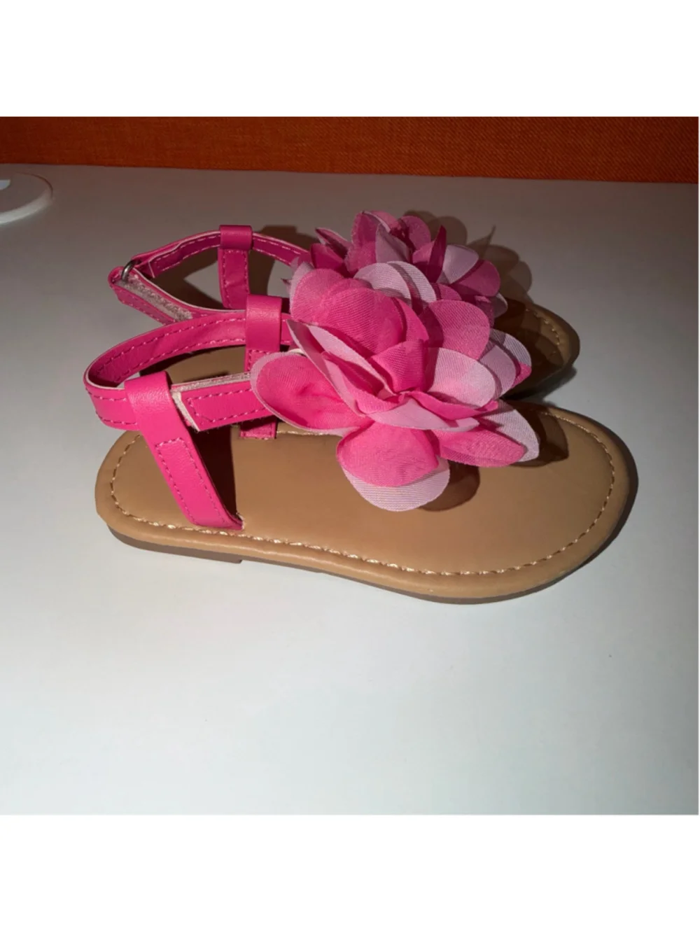 Girls Flower Sandals Shoes  Pink Beige Size 5/6